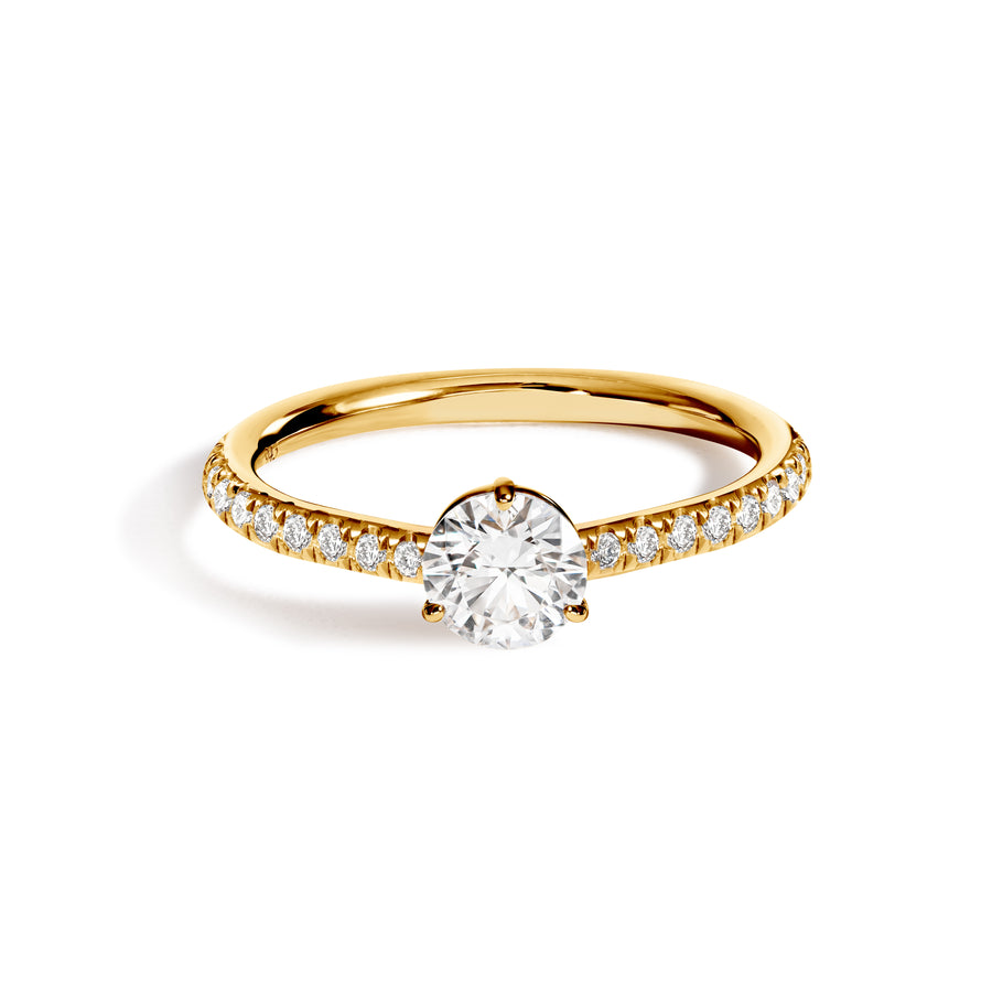 Solitaire Absolu.e 0.5ct pavé - Or jaune 18k - diamant éthique - Loyale Paris