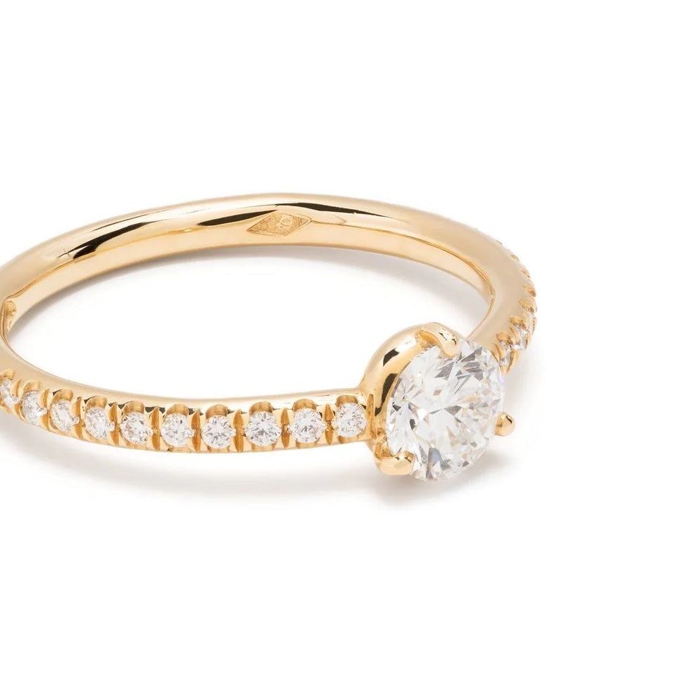 Solitaire Absolu.e 0.5ct pavé - Or jaune 18k - diamant éthique - Loyale Paris