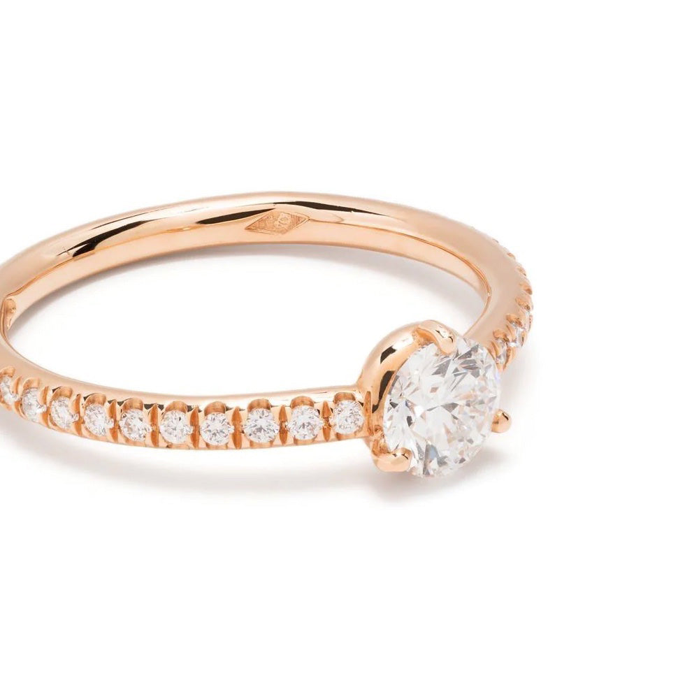 Solitaire Absolu.e 0.5ct pavé - Or rose 18k - diamant éthique - Loyale Paris