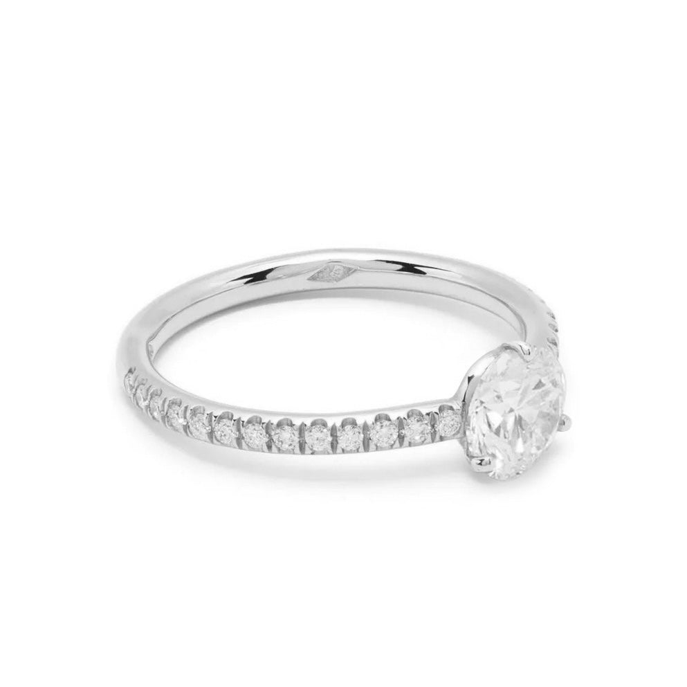 Solitaire Absolu.e 1ct pavé - Or blanc 18k - diamant éthique - Loyale Paris