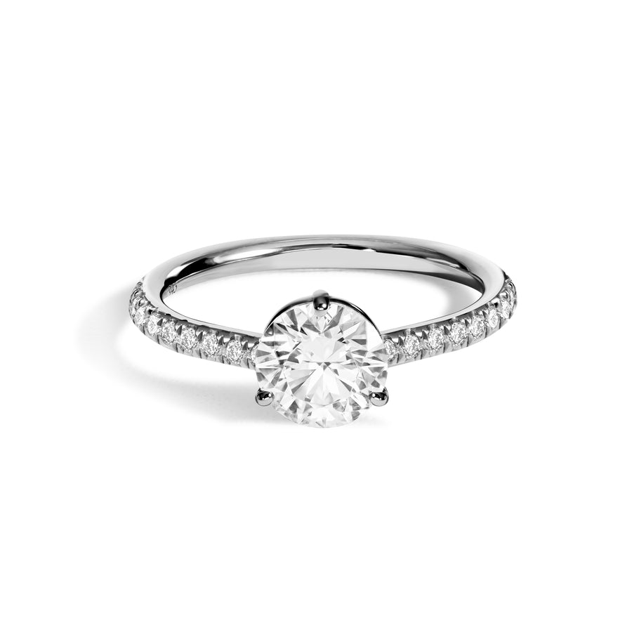 Solitaire Absolu.e 1ct pavé - Or blanc 18k - diamant éthique - Loyale Paris