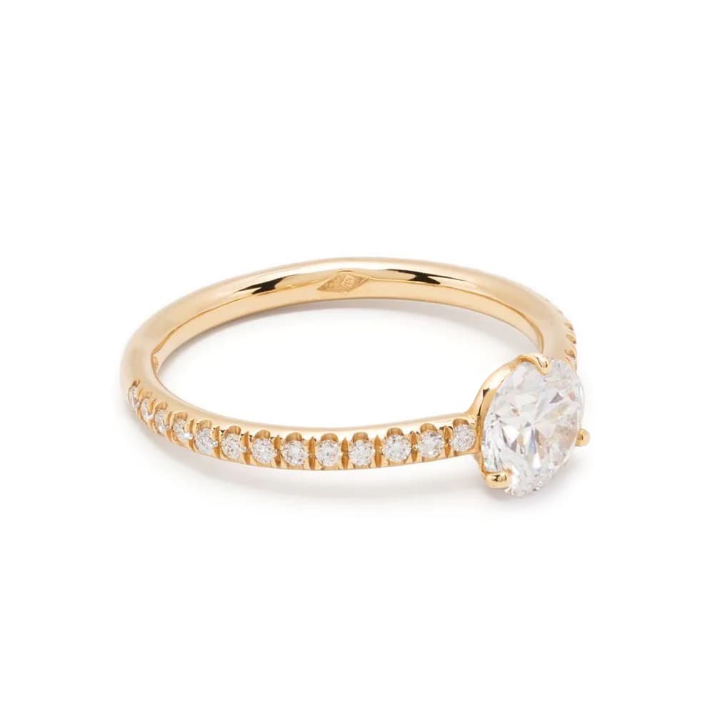 Solitaire Absolu.e 1ct pavé - Or jaune 18k - diamant éthique - Loyale Paris