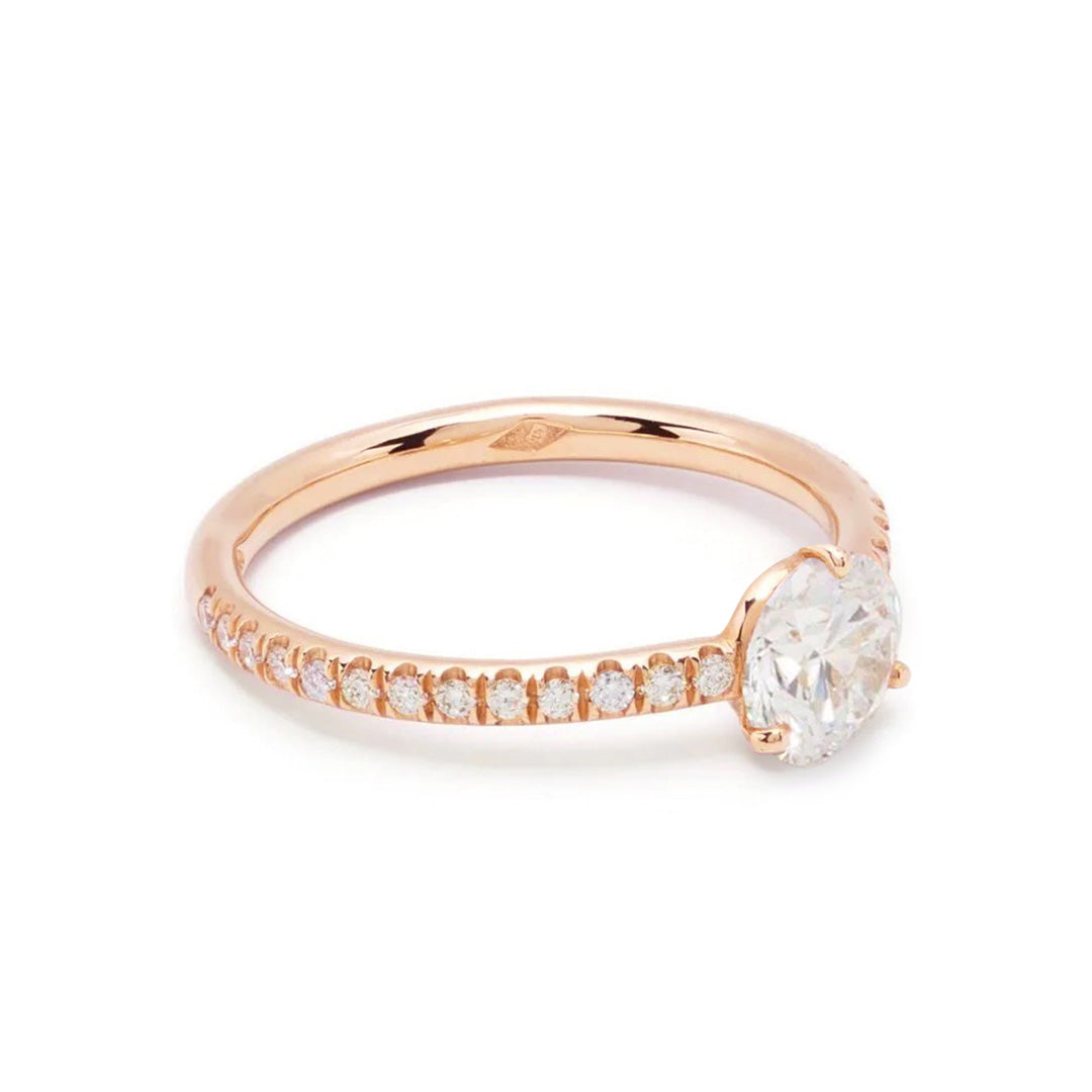 Solitaire Absolu.e 1ct pavé - Or rose 18k - diamant éthique - Loyale Paris