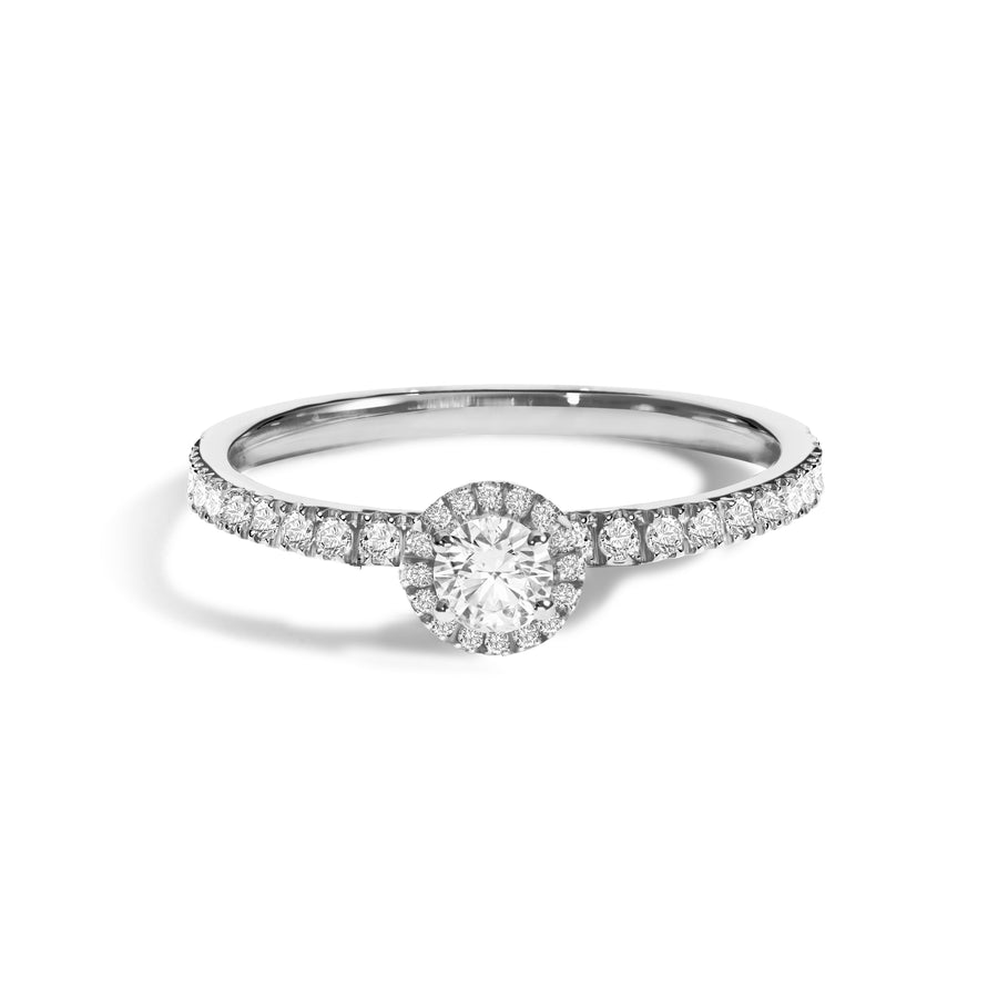 Solitaire Absolu.e Couronne 0.25ct pavé - Or blanc 18k - diamant ethique - Loyale Paris - 1