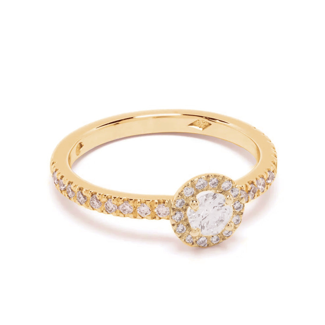 Solitaire Absolu.e Couronne 0.25ct pavé - Or jaune 18k - diamant éthique - Loyale Paris