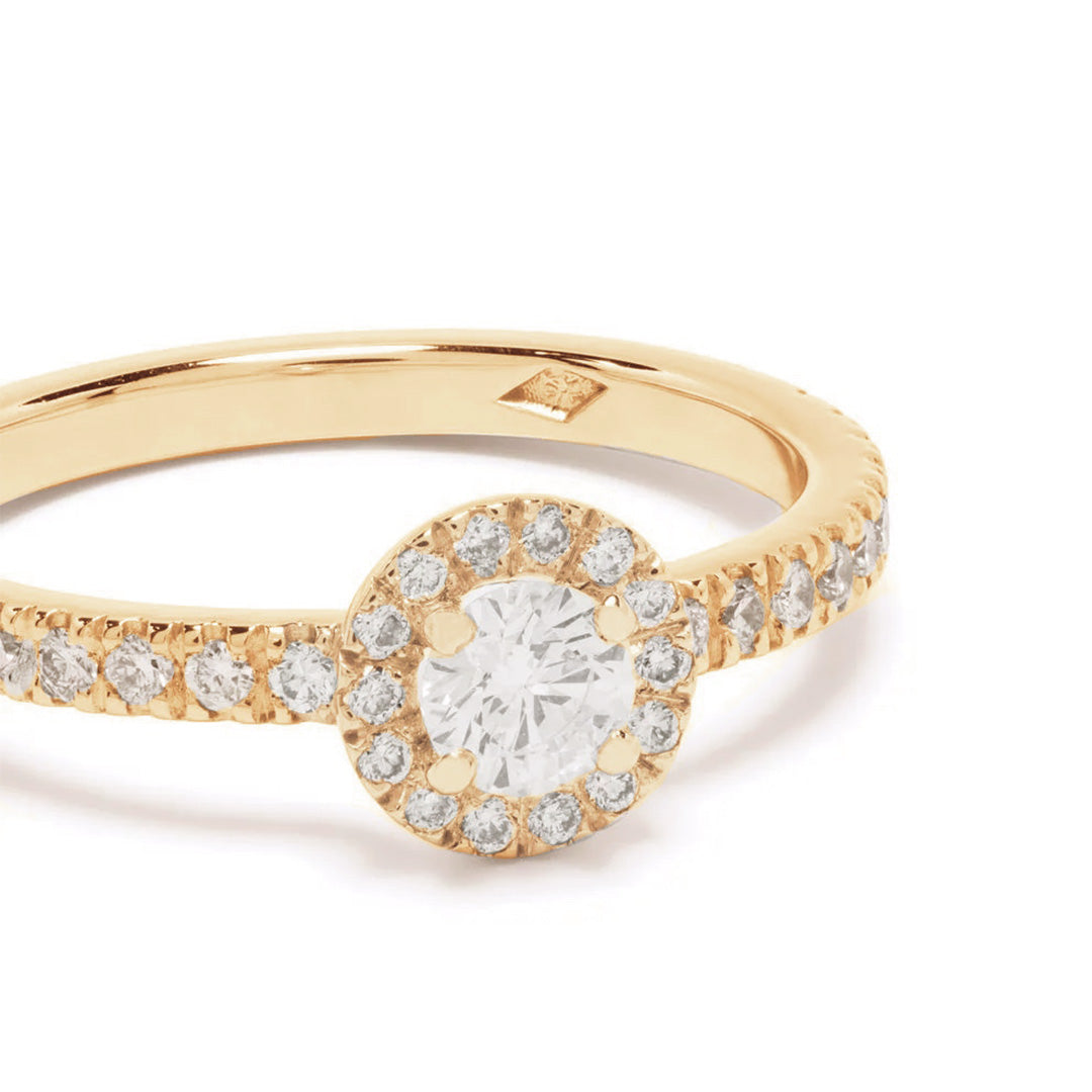 Solitaire Absolu.e Couronne 0.25ct pavé - Or jaune 18k - diamant éthique - Loyale Paris