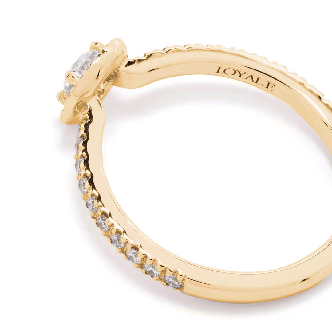 Solitaire Absolu.e Couronne 0.25ct pavé - Or jaune 18k - diamant éthique - Loyale Paris