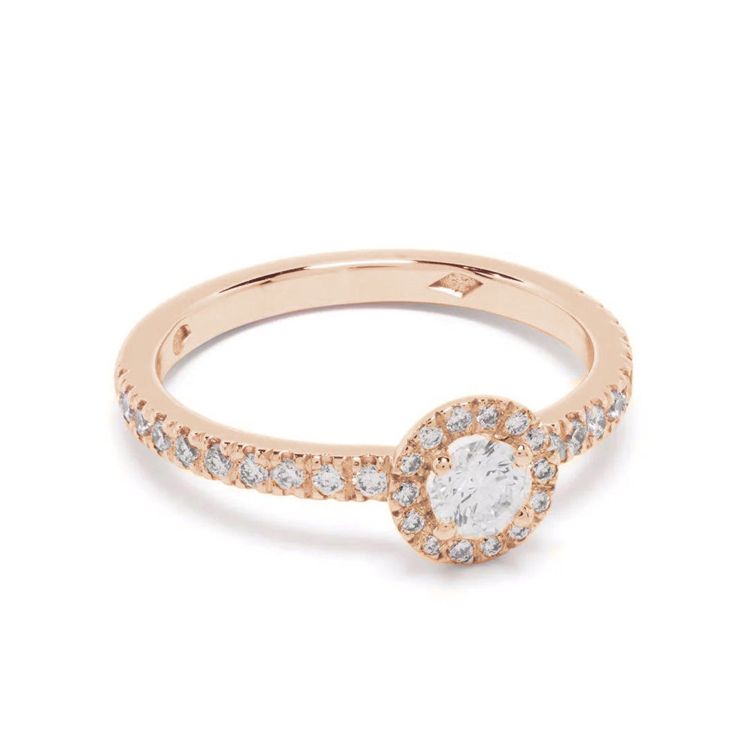 Solitaire Absolu.e Couronne 0.25ct pavé - Or rose 18k - diamant éthique - Loyale Paris