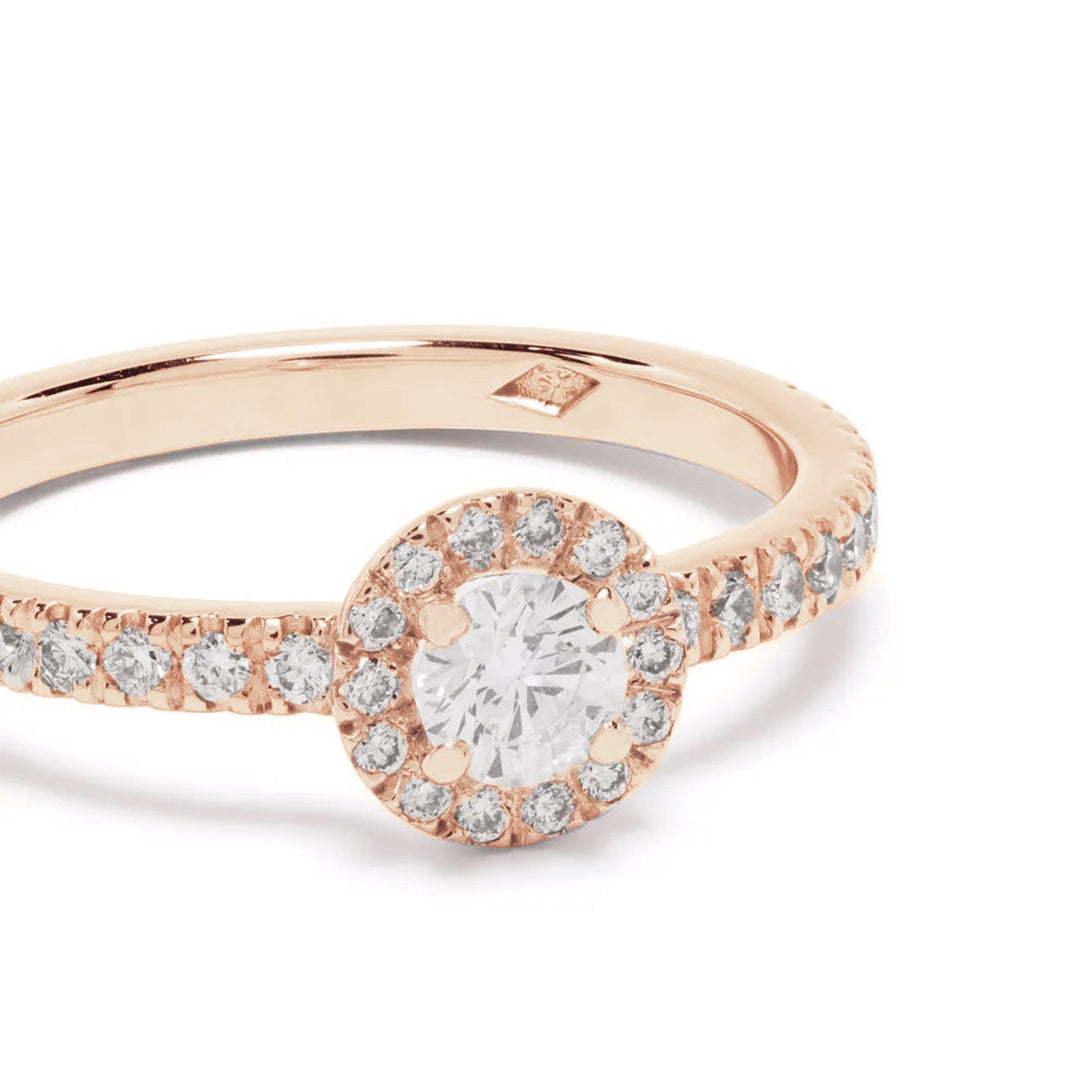 Solitaire Absolu.e Couronne 0.25ct pavé - Or rose 18k - diamant éthique - Loyale Paris