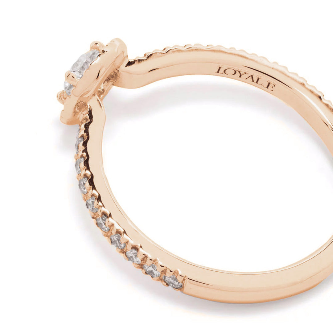 Solitaire Absolu.e Couronne 0.25ct pavé - Or rose 18k - diamant éthique - Loyale Paris