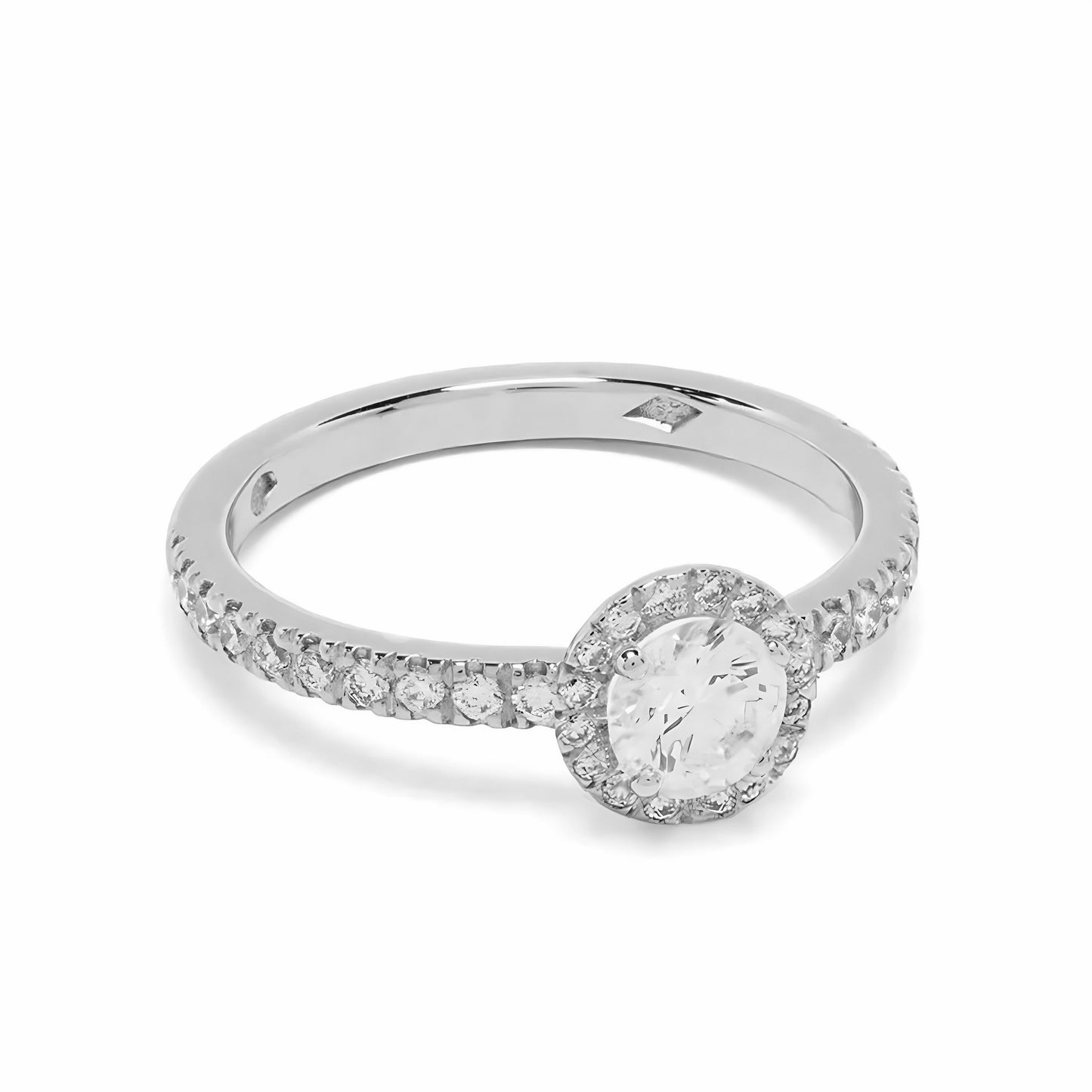 Solitaire Absolu.e Couronne 0.5ct pavé - Or blanc 18k - diamant ethique - Loyale Paris - 1