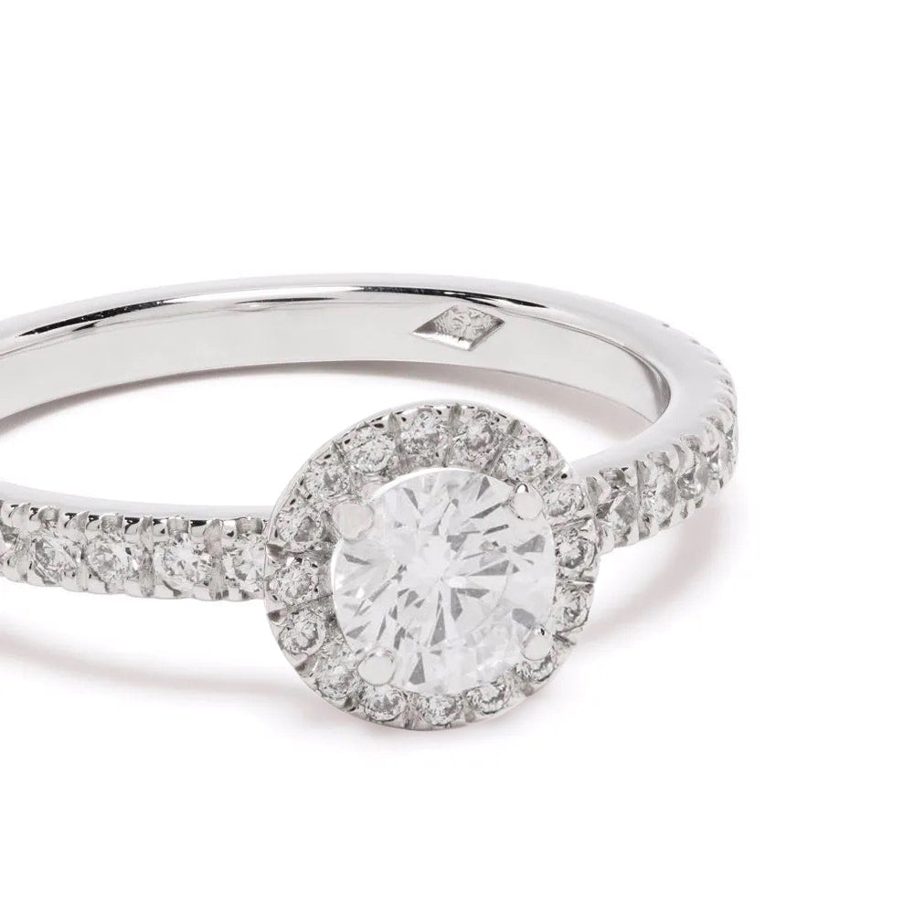 Solitaire Absolu.e Couronne 0.5ct pavé - Or blanc 18k - diamant éthique - Loyale Paris