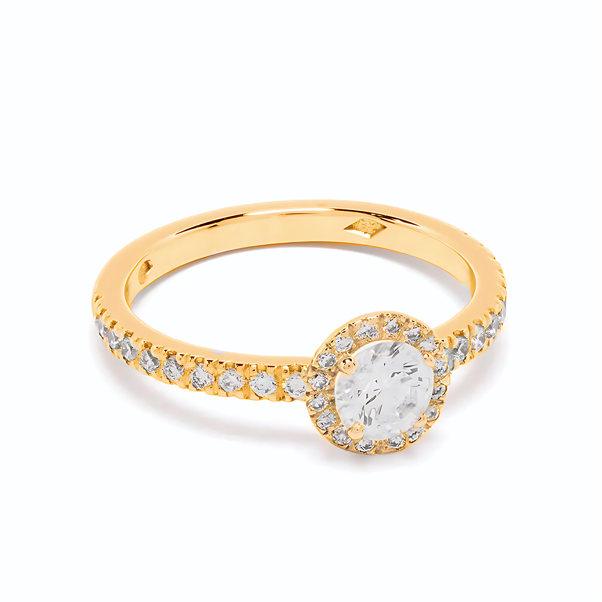 Solitaire Absolu.e Couronne 0.5ct pavé - Or jaune 18k - diamant ethique - Loyale Paris - 1