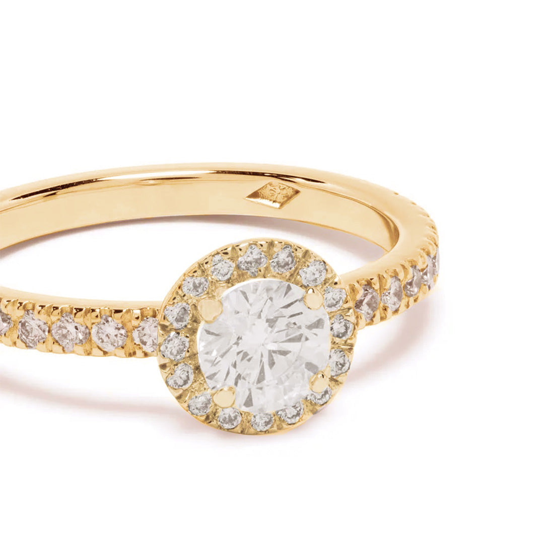 Solitaire Absolu.e Couronne 0.5ct pavé - Or jaune 18k - diamant éthique - Loyale Paris