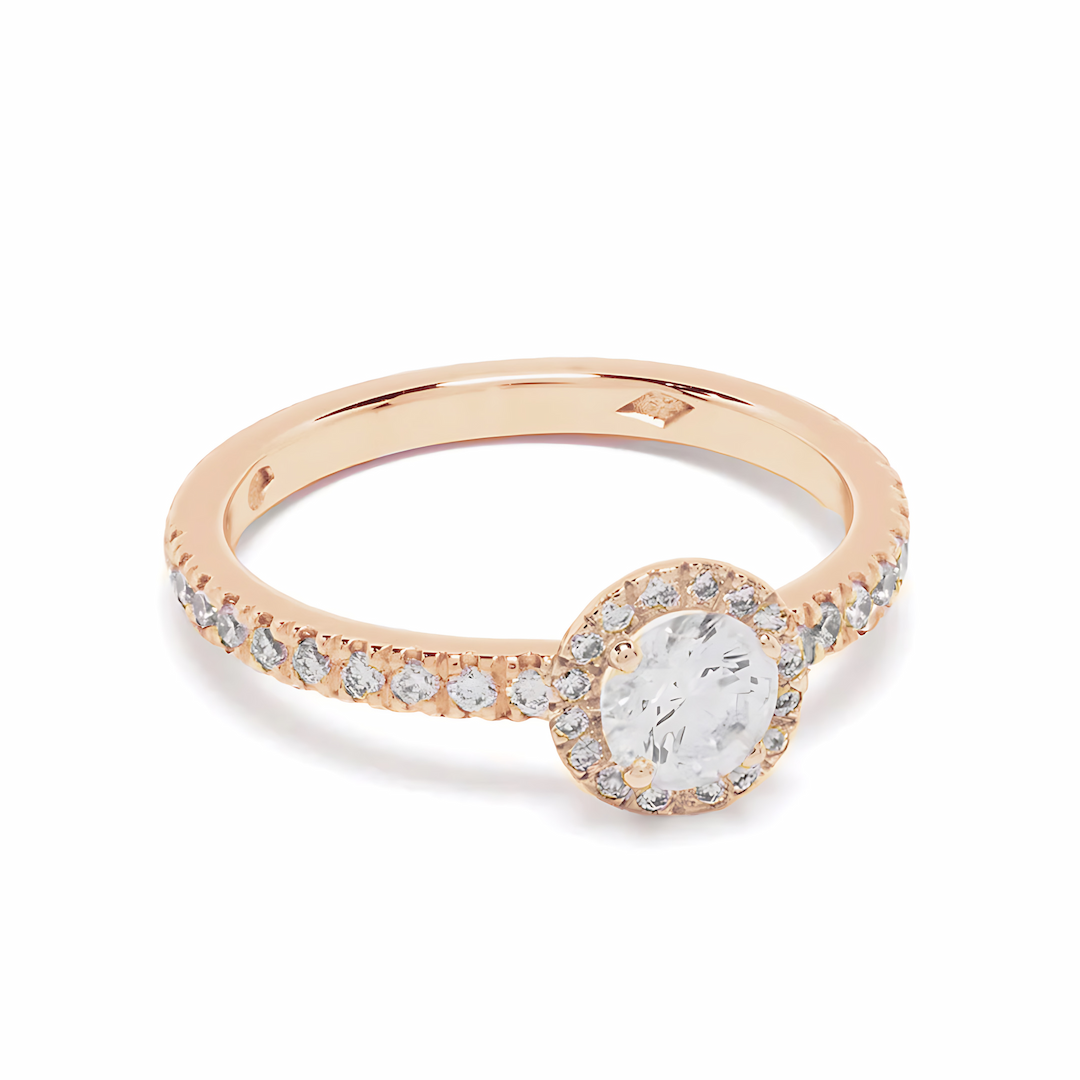 Solitaire Absolu.e Couronne 0.5ct pavé - Or rose 18k - diamant ethique - Loyale Paris - 1