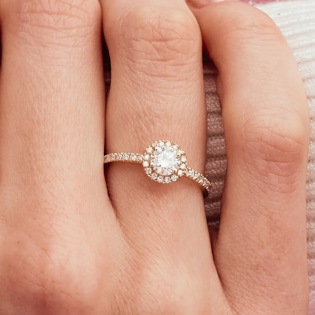 Solitaire Absolu.e Couronne 0.5ct pavé - Or rose 18k - diamant éthique - Loyale Paris