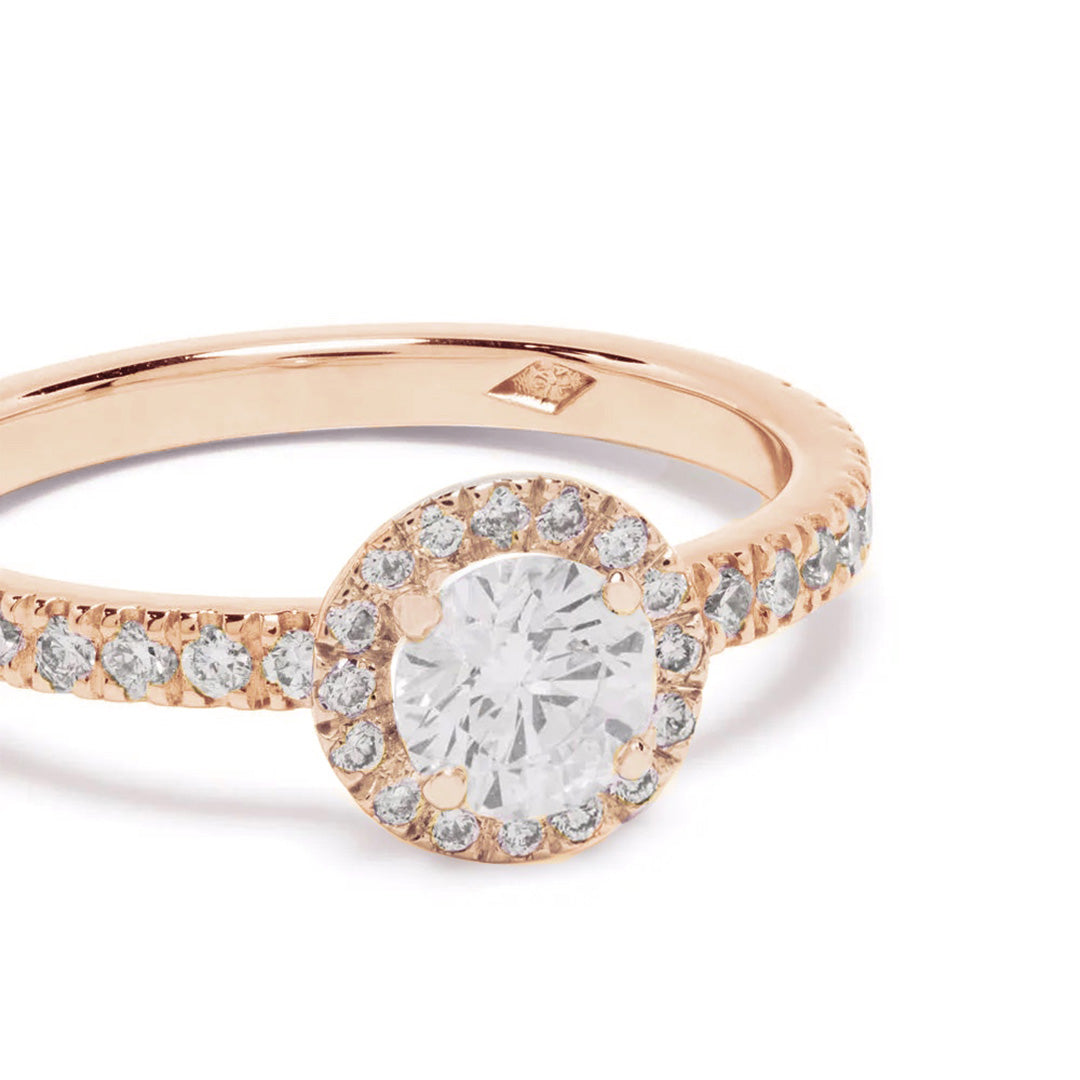 Solitaire Absolu.e Couronne 0.5ct pavé - Or rose 18k - diamant éthique - Loyale Paris
