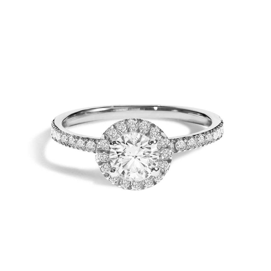 Solitaire Absolu.e Couronne 1.5ct pavé - Or blanc 18k - diamant ethique - Loyale Paris - 1