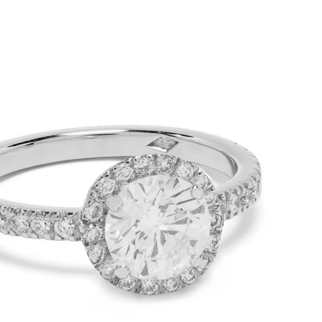 Solitaire Absolu.e Couronne 1.5ct pavé - Or blanc 18k - diamant éthique - Loyale Paris