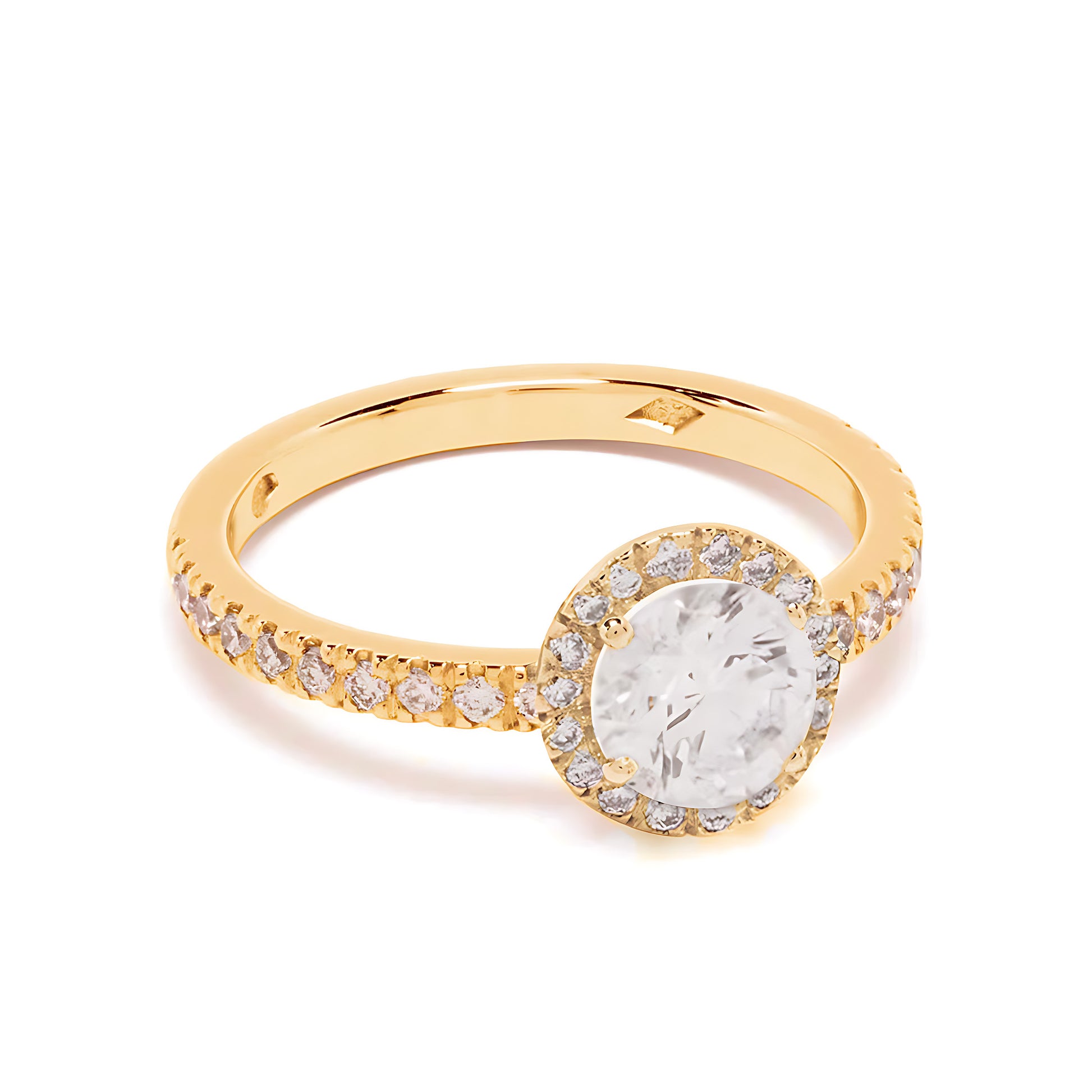 Solitaire Absolu.e Couronne 1.5ct pavé - Or jaune 18k - diamant ethique - Loyale Paris - 1