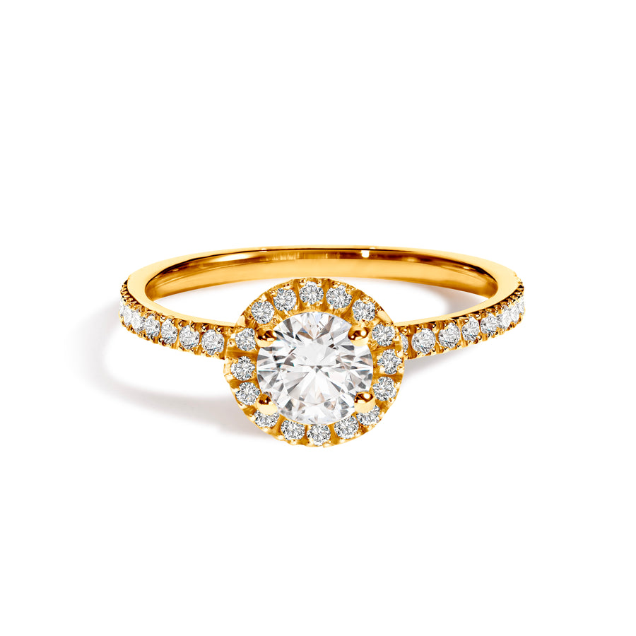 Solitaire Absolu.e Couronne 1.5ct pavé - Or jaune 18k - diamant ethique - Loyale Paris - 1