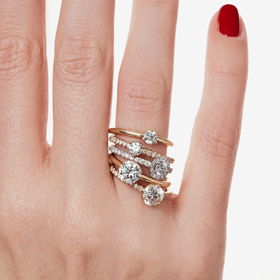 Solitaire Absolu.e Couronne 1.5ct pavé - Or jaune 18k - diamant éthique - Loyale Paris