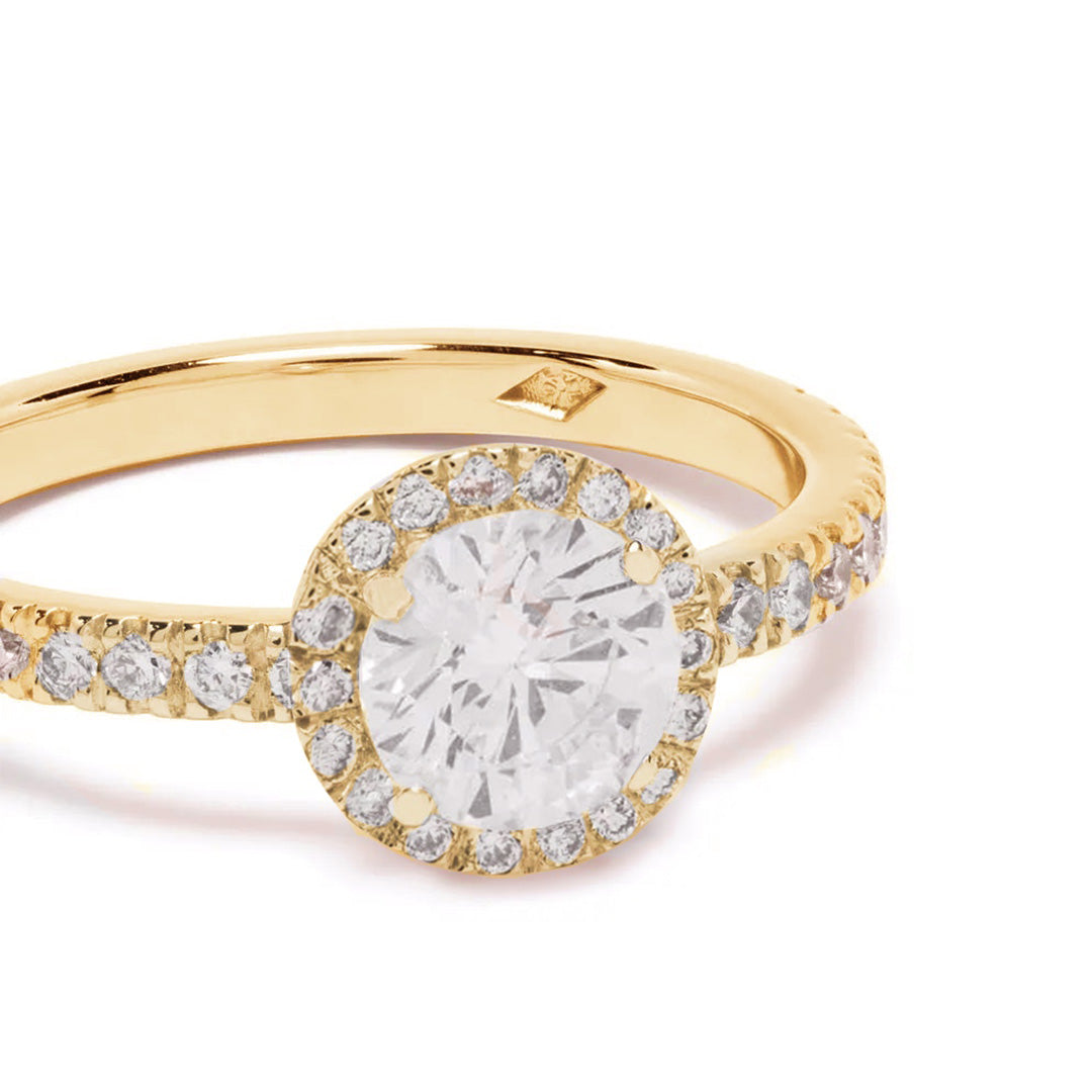 Solitaire Absolu.e Couronne 1.5ct pavé - Or jaune 18k - diamant éthique - Loyale Paris