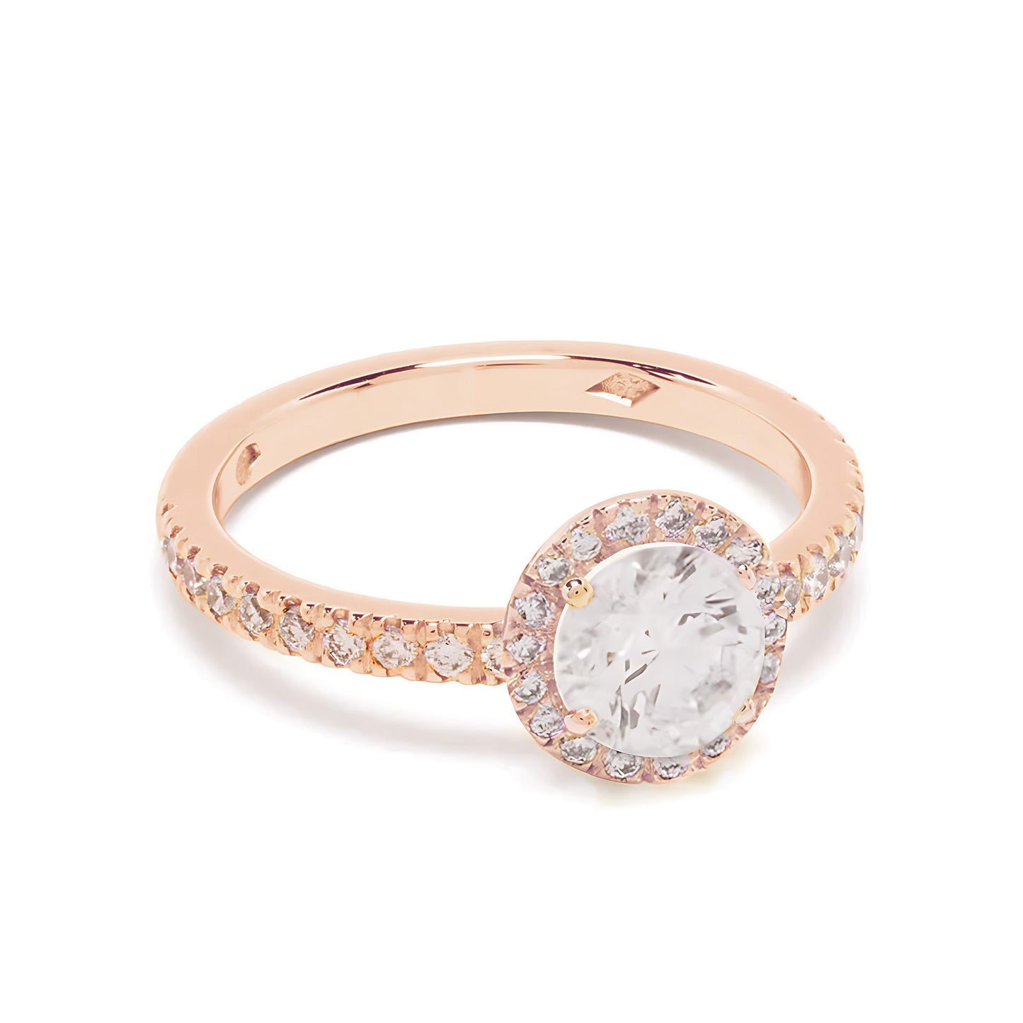 Solitaire Absolu.e Couronne 1.5ct pavé - Or rose 18k - diamant ethique - Loyale Paris - 1
