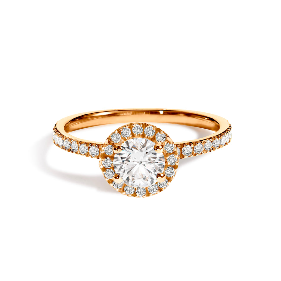 Solitaire Absolu.e Couronne 1.5ct pavé - Or rose 18k - diamant ethique - Loyale Paris - 1