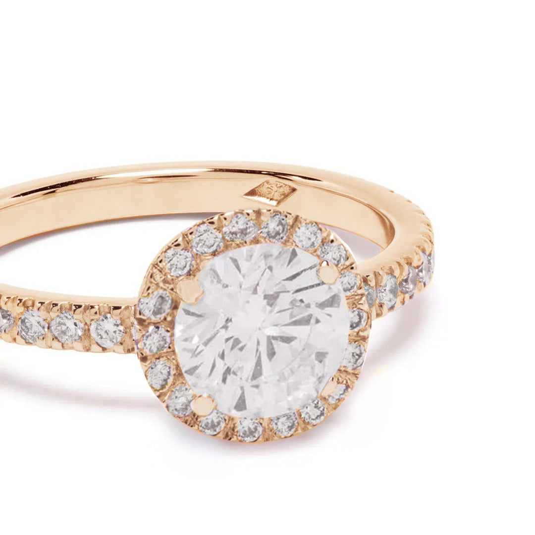 Solitaire Absolu.e Couronne 1.5ct pavé - Or rose 18k - diamant éthique - Loyale Paris