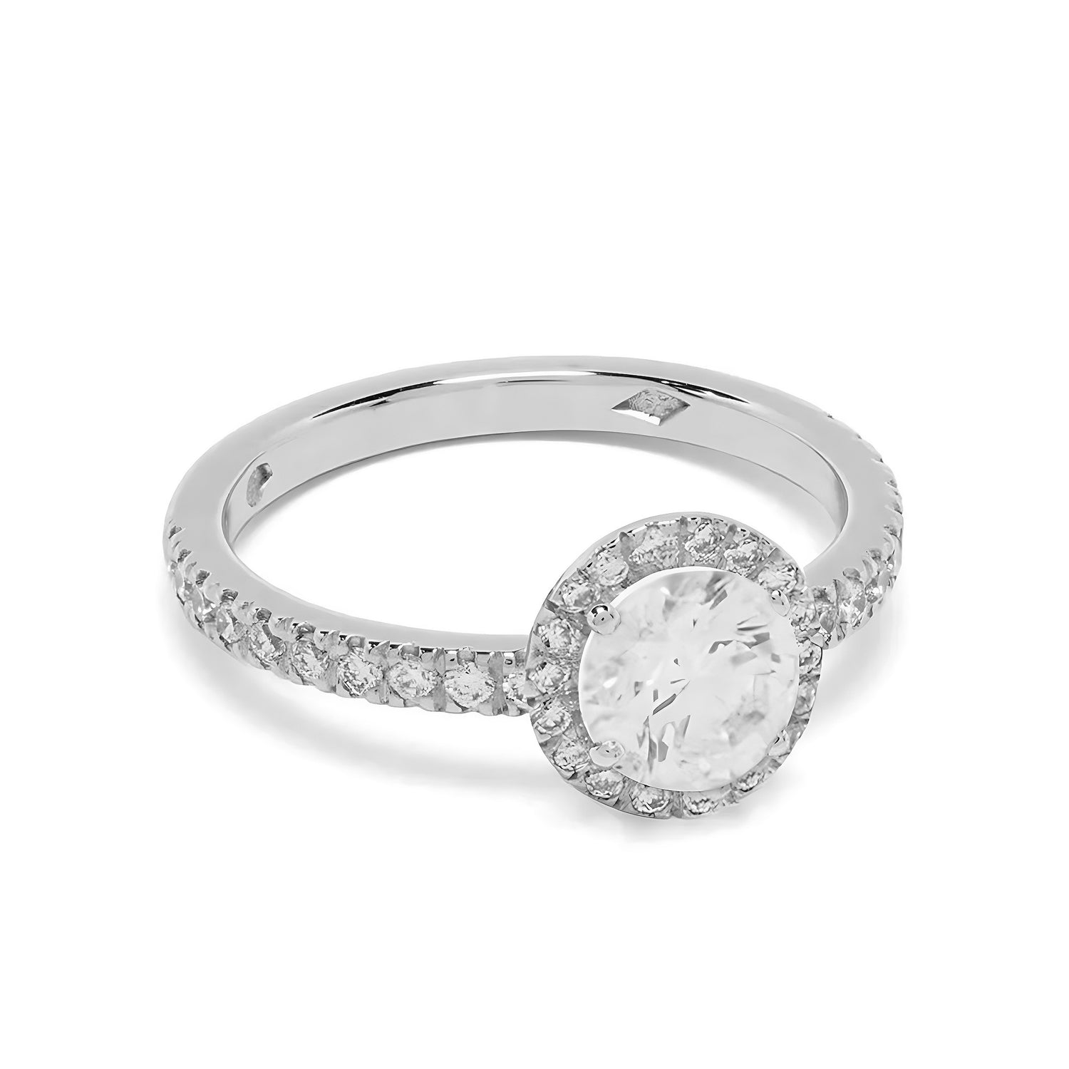 Solitaire Absolu.e Couronne 1ct pavé - Or blanc 18k - diamant ethique - Loyale Paris - 1