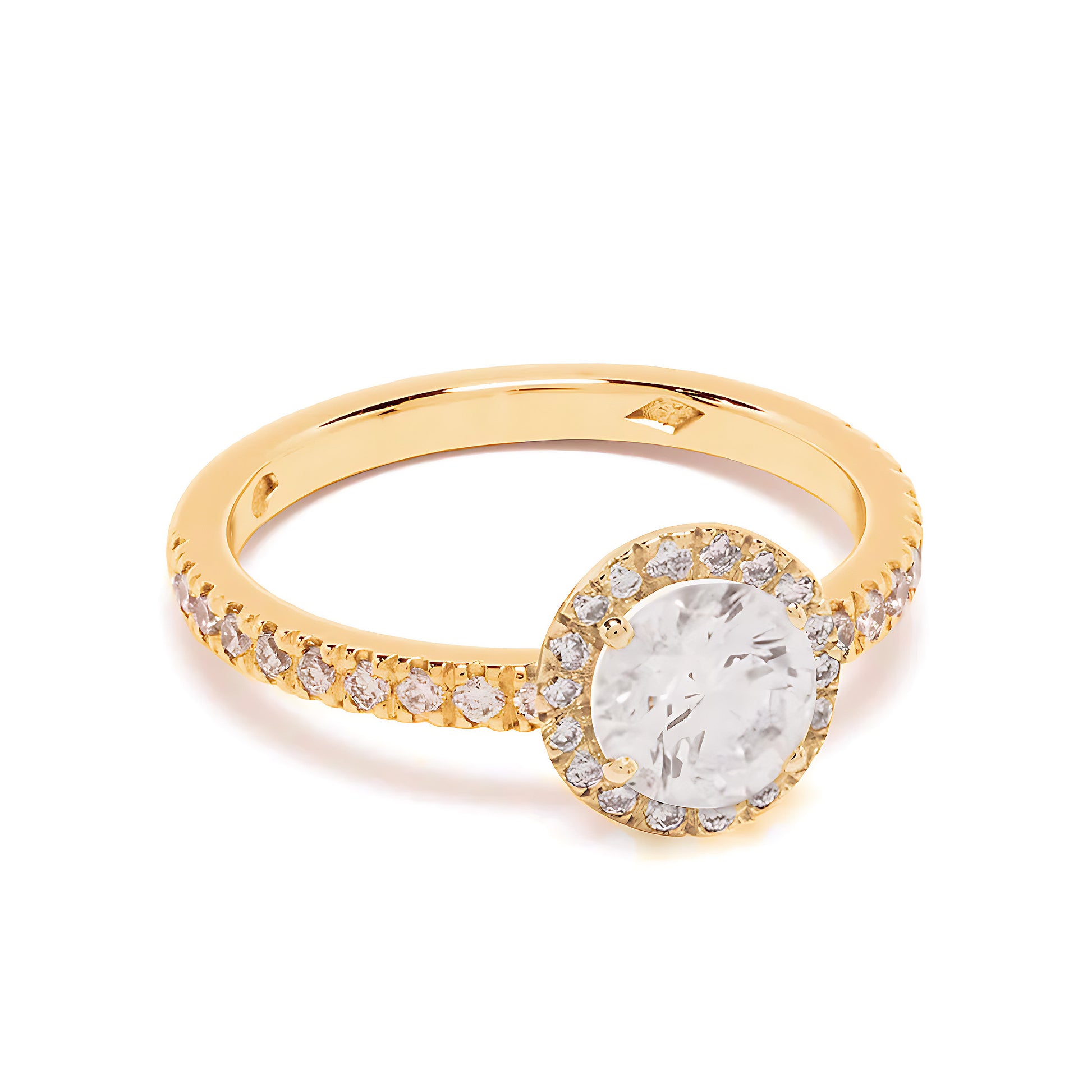 Solitaire Absolu.e Couronne 1ct pavé - Or jaune 18k - diamant ethique - Loyale Paris - 1