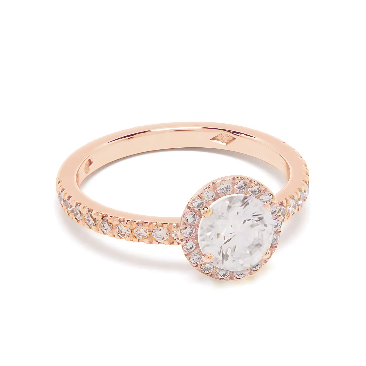 Solitaire Absolu.e Couronne 1ct pavé - Or rose 18k - diamant ethique - Loyale Paris - 1