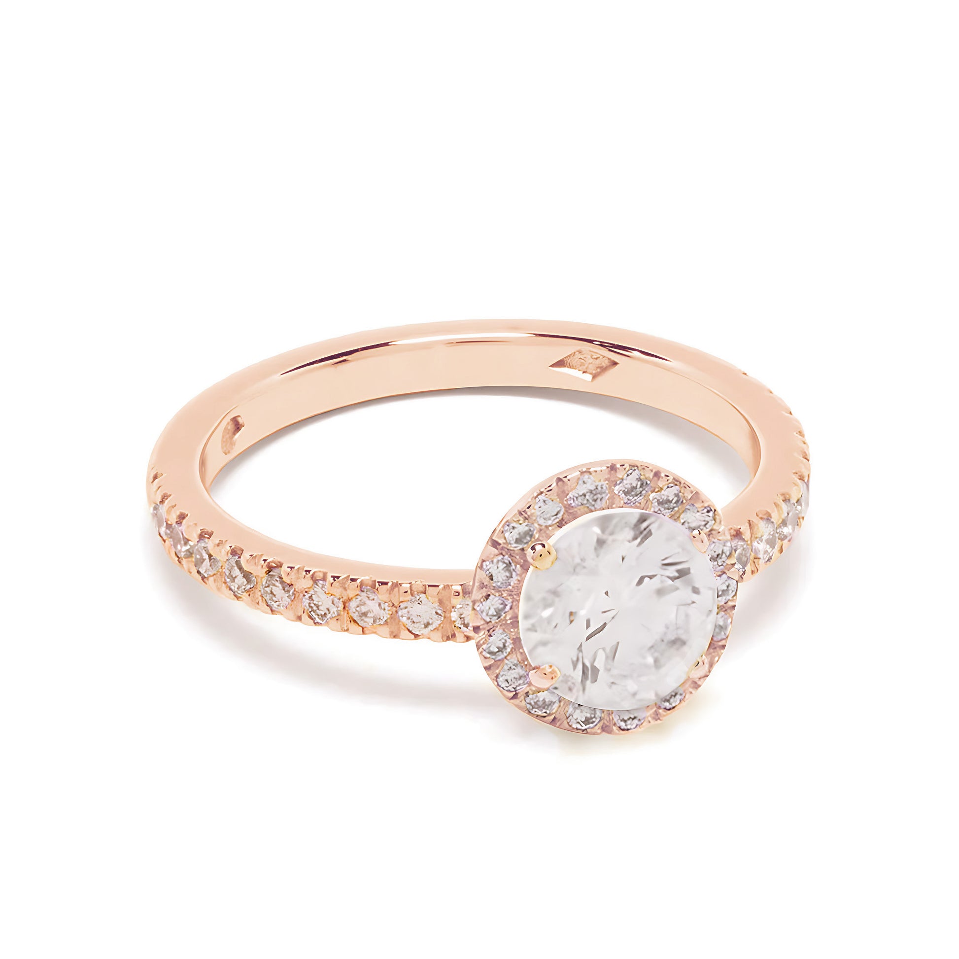 Solitaire Absolu.e Couronne 1ct pavé - Or rose 18k - diamant ethique - Loyale Paris - 1