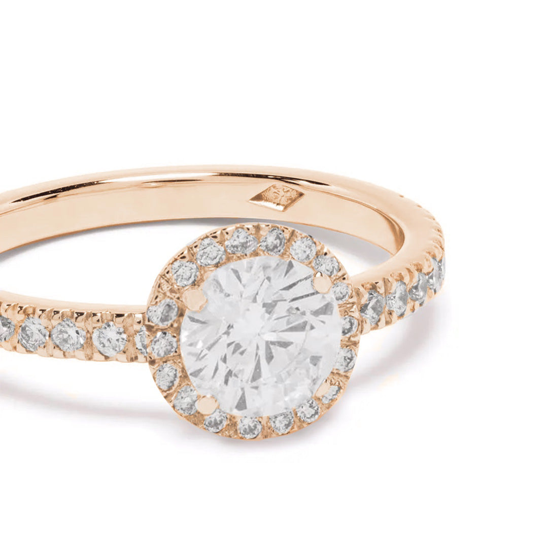 Solitaire Absolu.e Couronne 1ct pavé - Or rose 18k - diamant éthique - Loyale Paris