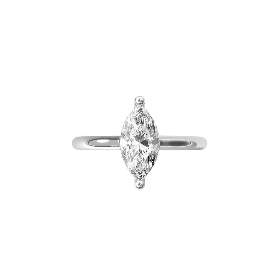 Solitaire Absolue 1ct Marquise - Or blanc 18k - diamant éthique - Loyale Paris