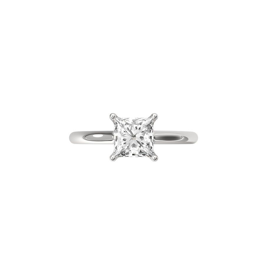 Solitaire Absolue 1ct Princesse - Or blanc 18k - diamant éthique - Loyale Paris