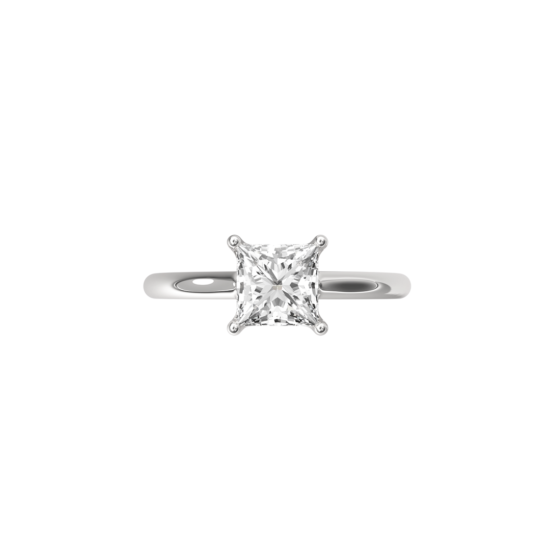 Solitaire Absolue 1ct Princesse - Or blanc 18k - diamant éthique - Loyale Paris