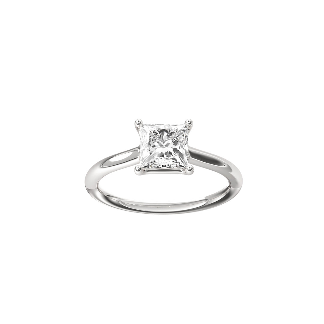 Solitaire Absolue 1ct Princesse - Or blanc 18k - diamant éthique - Loyale Paris