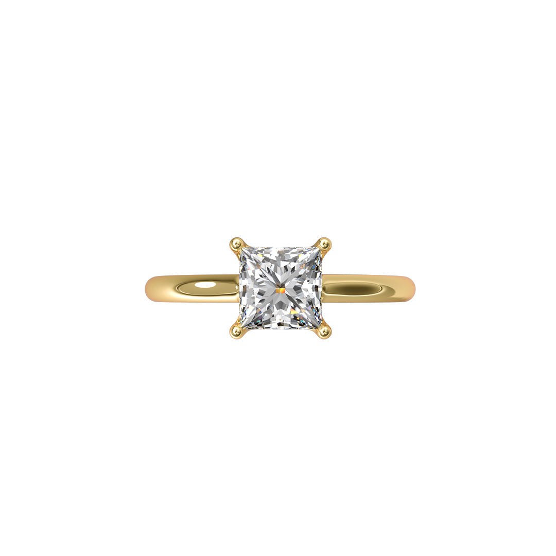 Solitaire Absolue 1ct Princesse - Or jaune 18k - diamant éthique - Loyale Paris