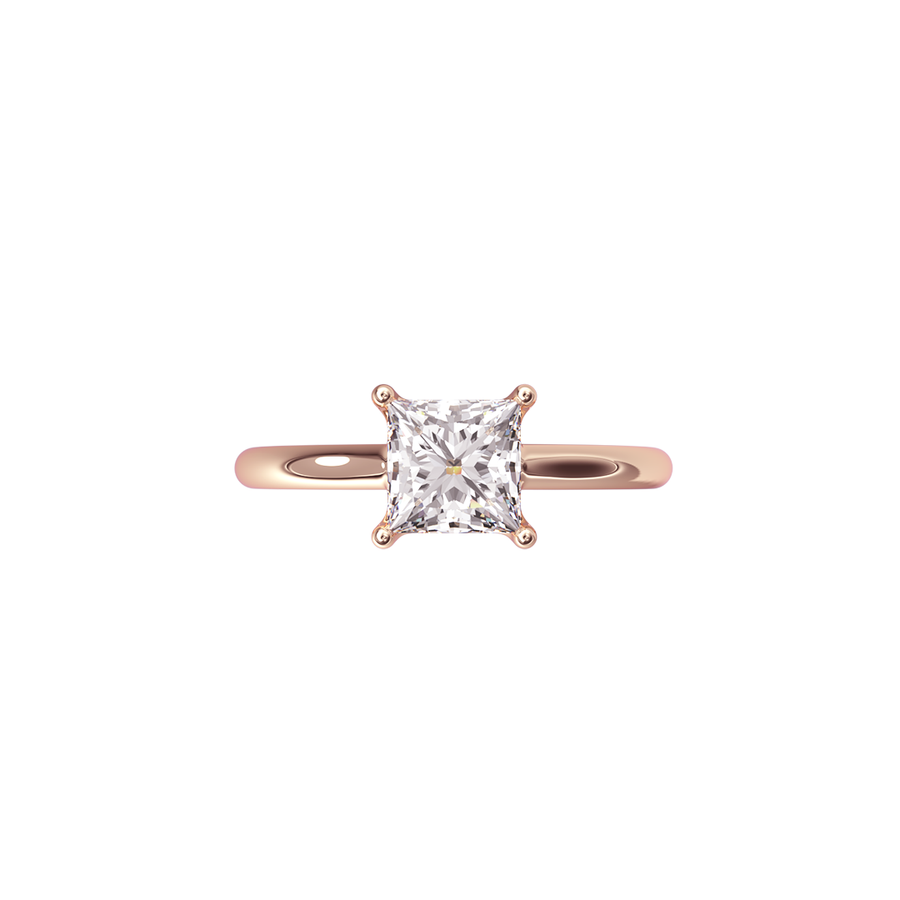 Solitaire Absolue 1ct Princesse - Or rose 18k - diamant éthique - Loyale Paris