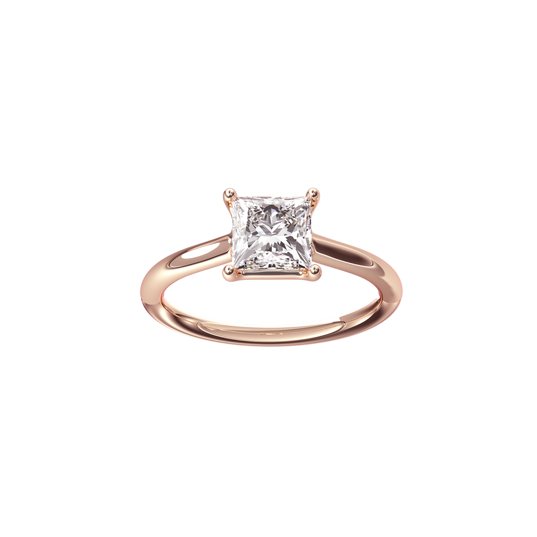 Solitaire Absolue 1ct Princesse - Or rose 18k - diamant éthique - Loyale Paris