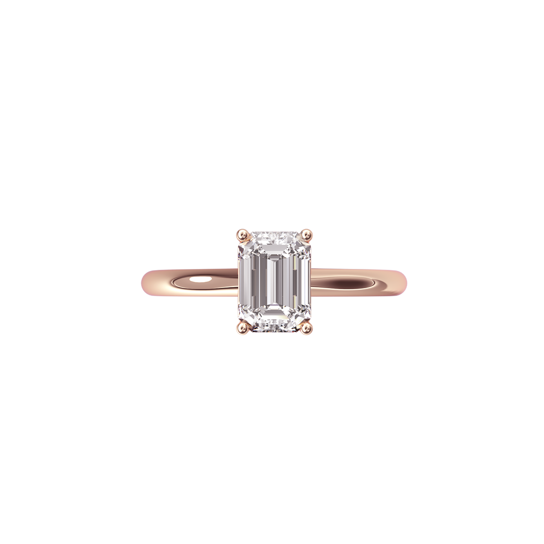 Solitaire Absolue 1ct Émeraude - Or rose 18k - diamant éthique - Loyale Paris