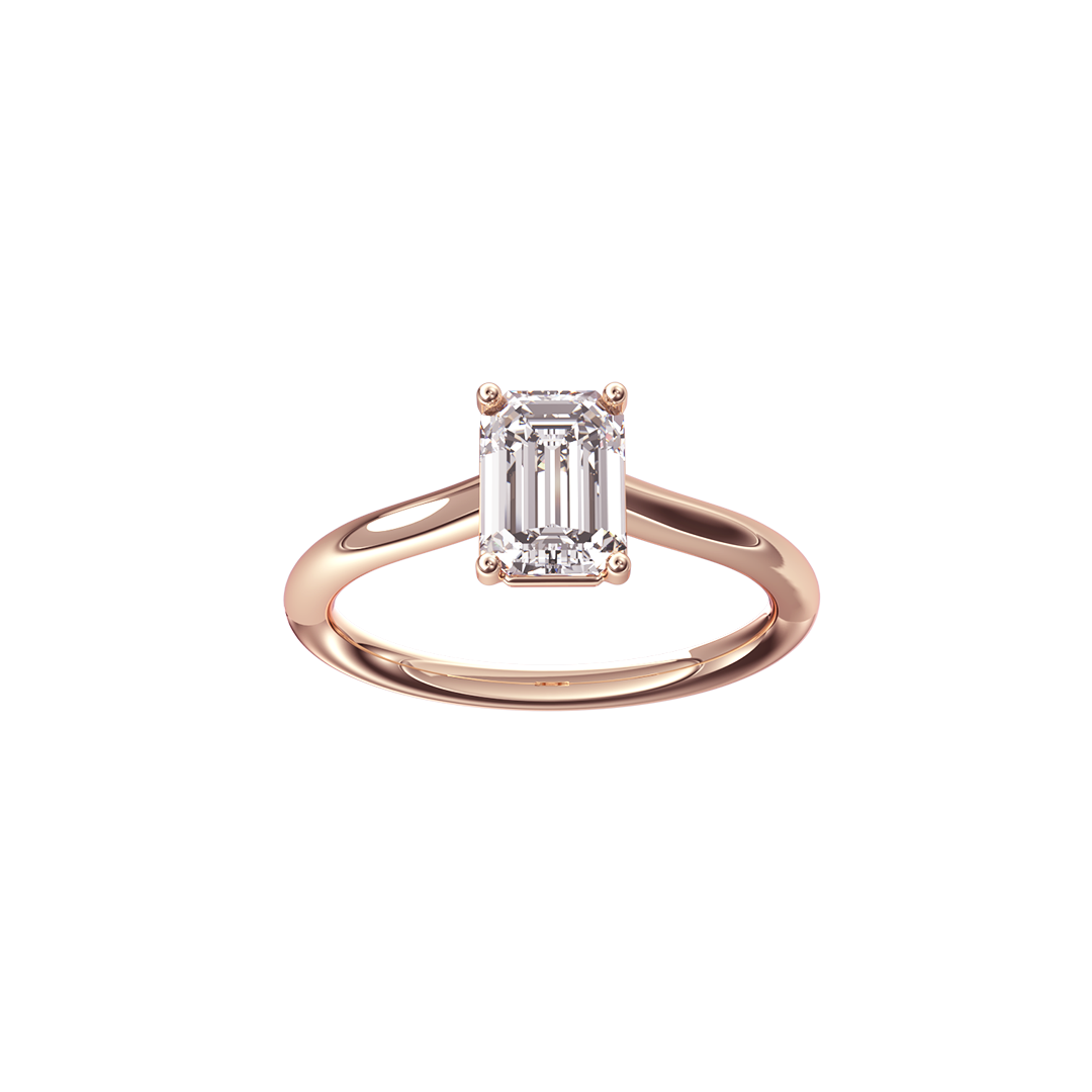 Solitaire Absolue 1ct Émeraude - Or rose 18k - diamant éthique - Loyale Paris