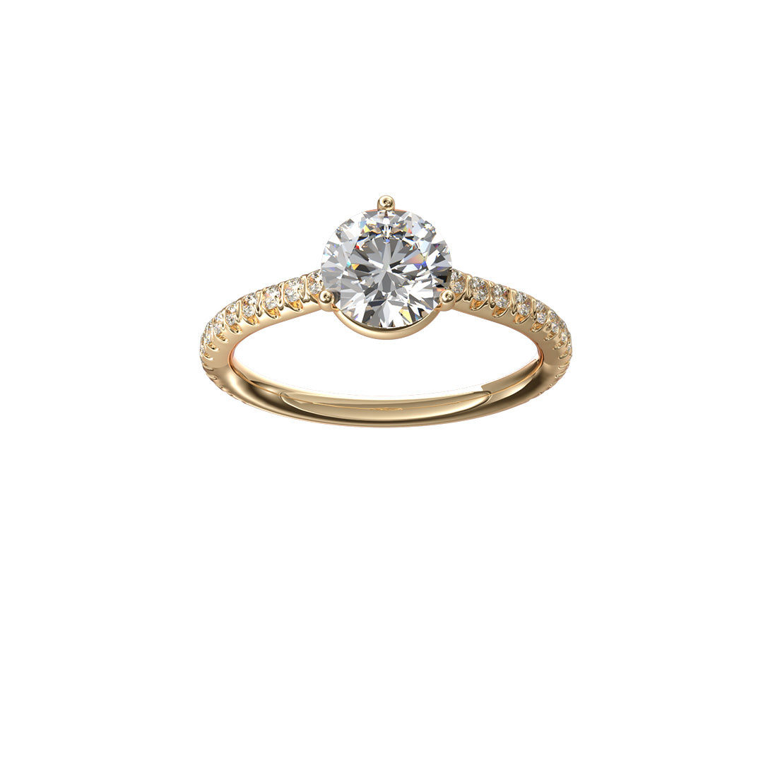 Solitaire Absolue 1ct pavé Coussin - Or jaune 18k - diamant éthique - Loyale Paris
