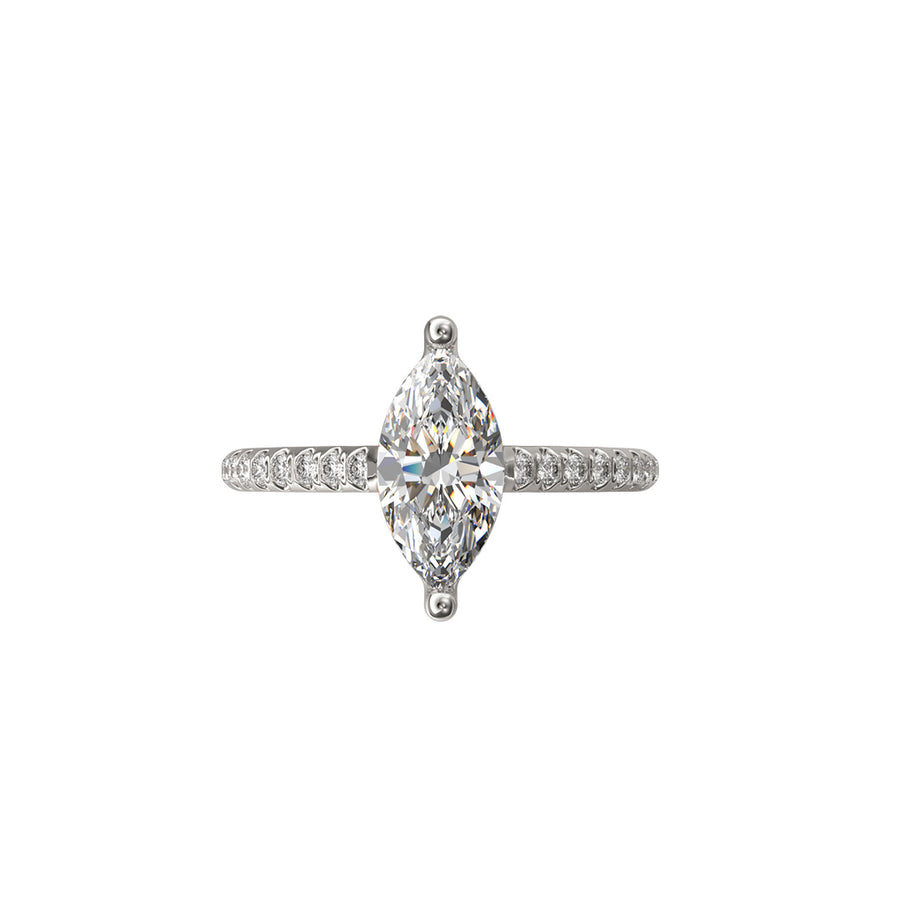Solitaire Absolue 1ct pavé Marquise - Or blanc 18k - diamant éthique - Loyale Paris
