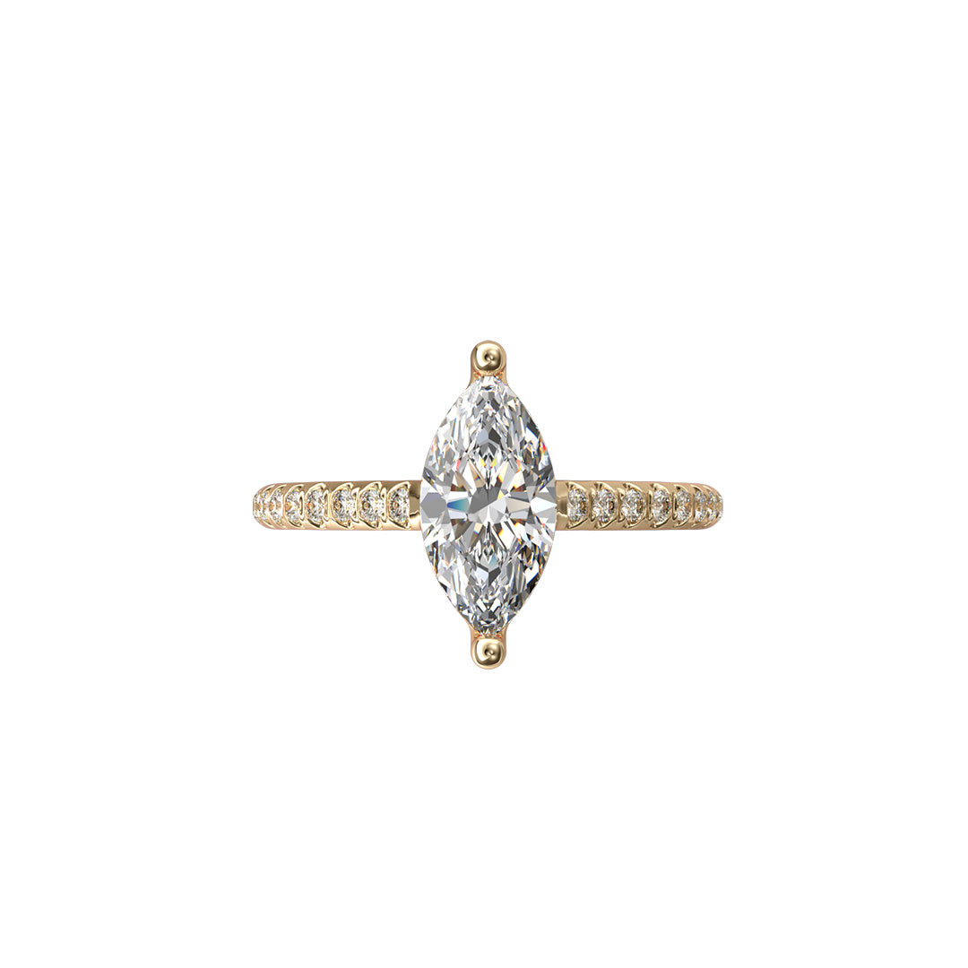 Solitaire Absolue 1ct pavé Marquise - Or jaune 18k - diamant éthique - Loyale Paris