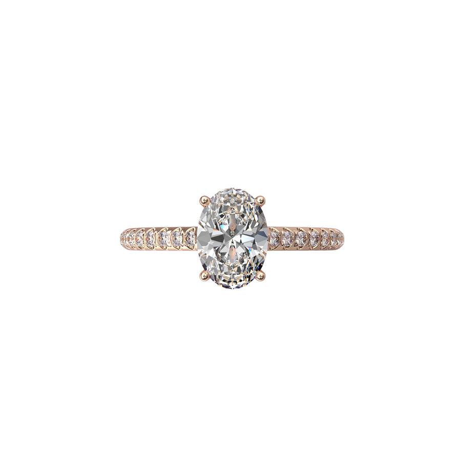 Solitaire Absolue 1ct pavé Ovale - Or rose 18k - diamant éthique - Loyale Paris