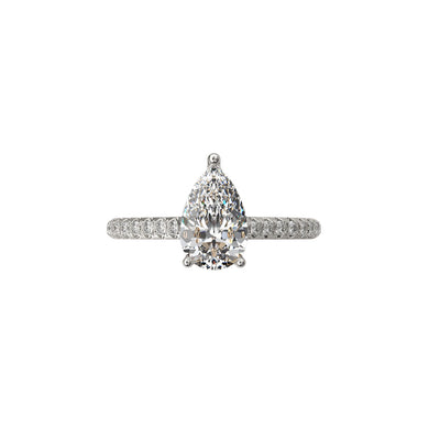 Solitaire Absolue 1ct pavé Poire - Or blanc 18k - diamant éthique - Loyale Paris