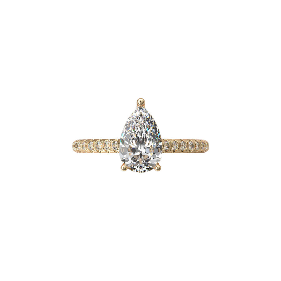 Solitaire Absolue 1ct pavé Poire - Or jaune 18k - diamant éthique - Loyale Paris